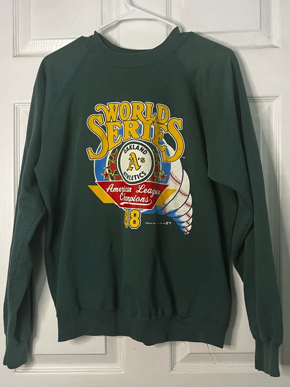 Oakland Athletics Green World Series Vintage Graphic Crewneck Sweatshirt